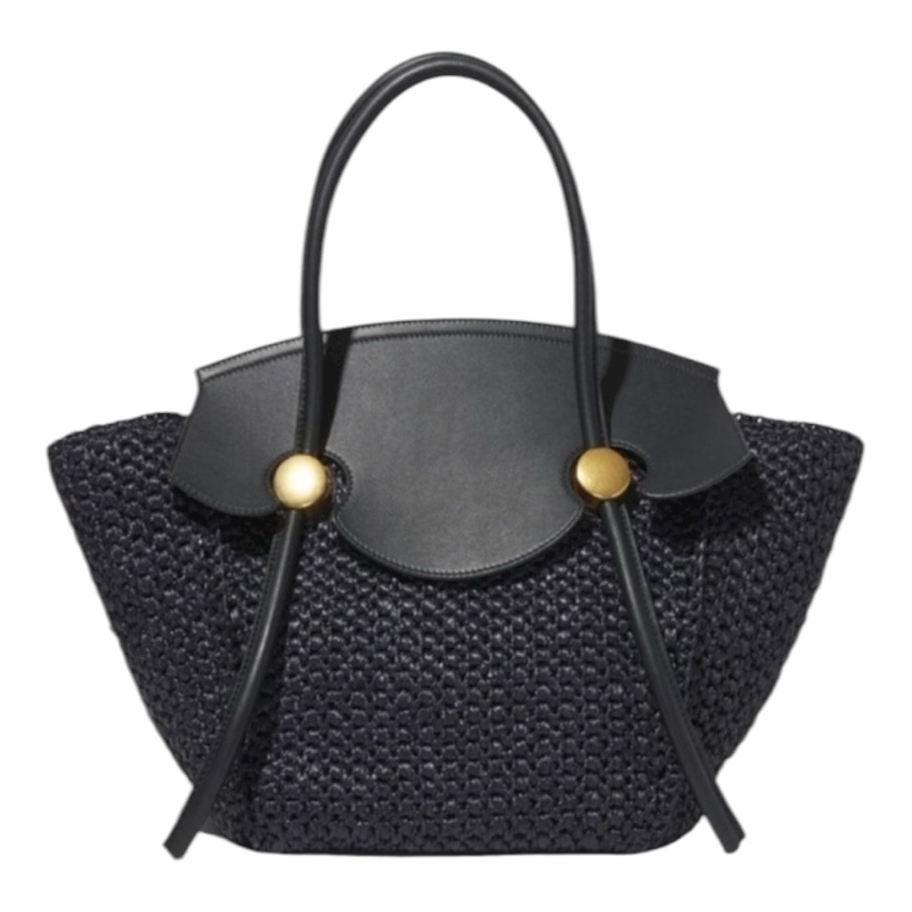 Proenza Schouler Raffia Calfskin Pipe Bag Black